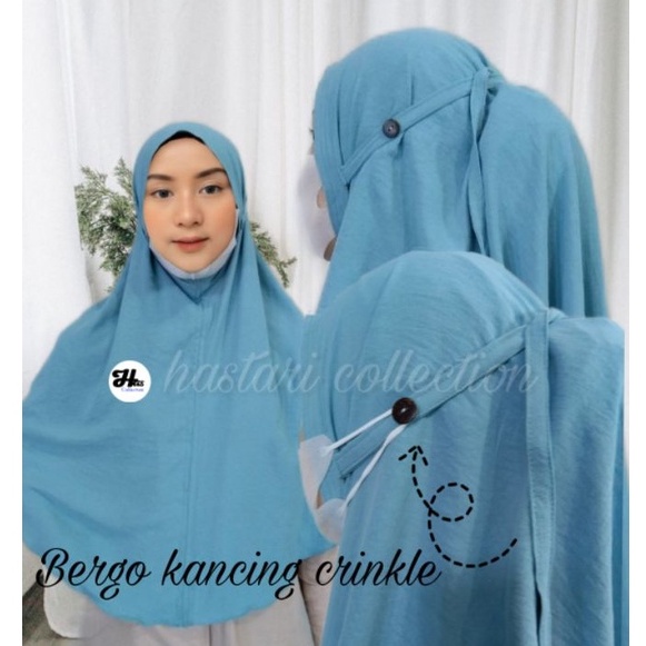 HASTARI JILBAB KERUDUNG BERGO MARYAM CRINKLE AIRFLOW KANCING SIZE L