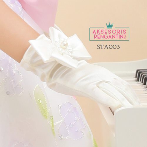 [BISA COD] WEDDING GLOVES AKSESORIS PESTA SARUNG TANGAN ANAK SATIN PUTIH STA003