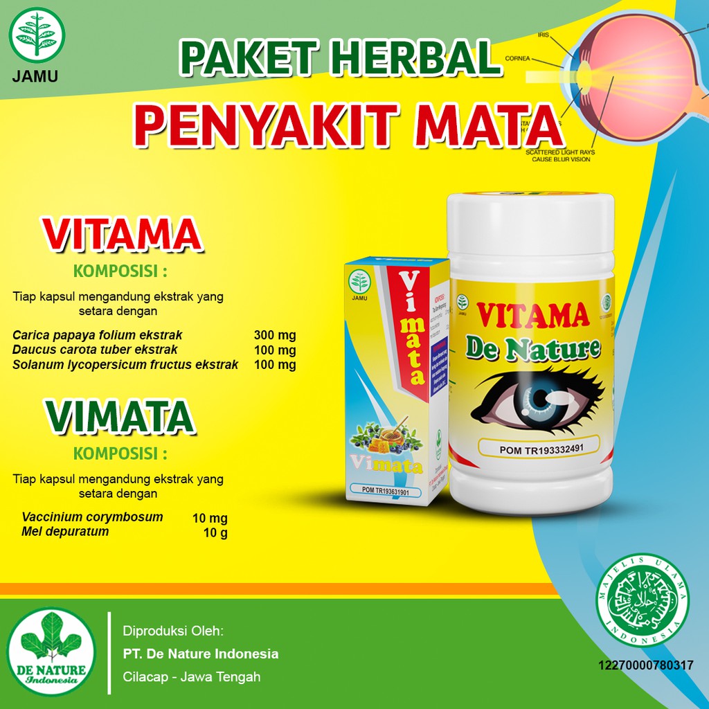 OBAT HERBAL SAKIT MATA MERAH PERIH MINUS RABUN KATARAK SILINDER BINTITAN - TETES - VITAMA DE NATURE