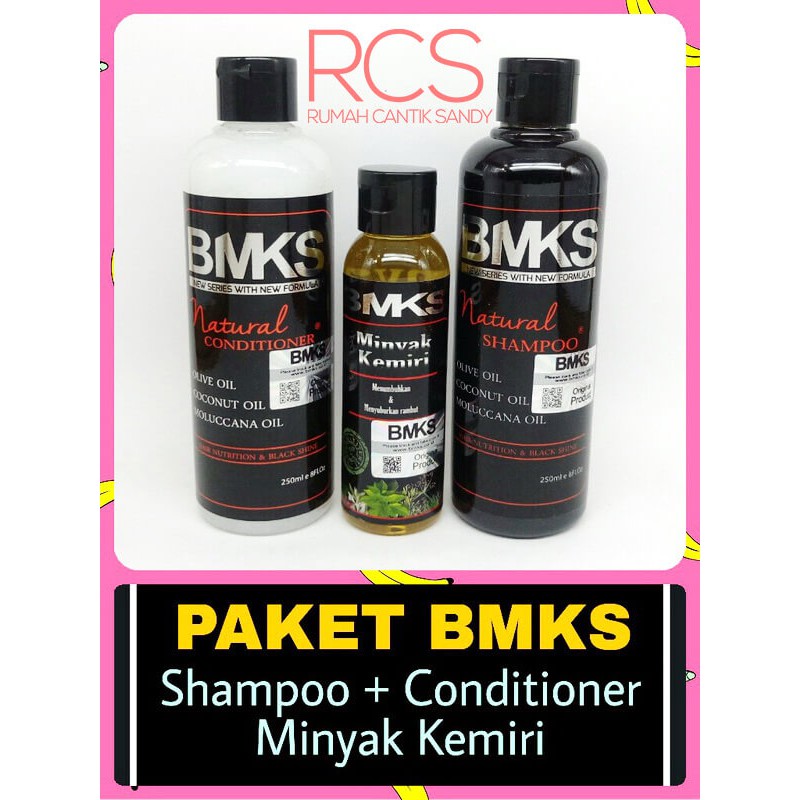 PAKET BMKS 3 in 1~ SHAMPOO + CONDITIONER + MINYAK KEMIRI ~ ORIGINAL