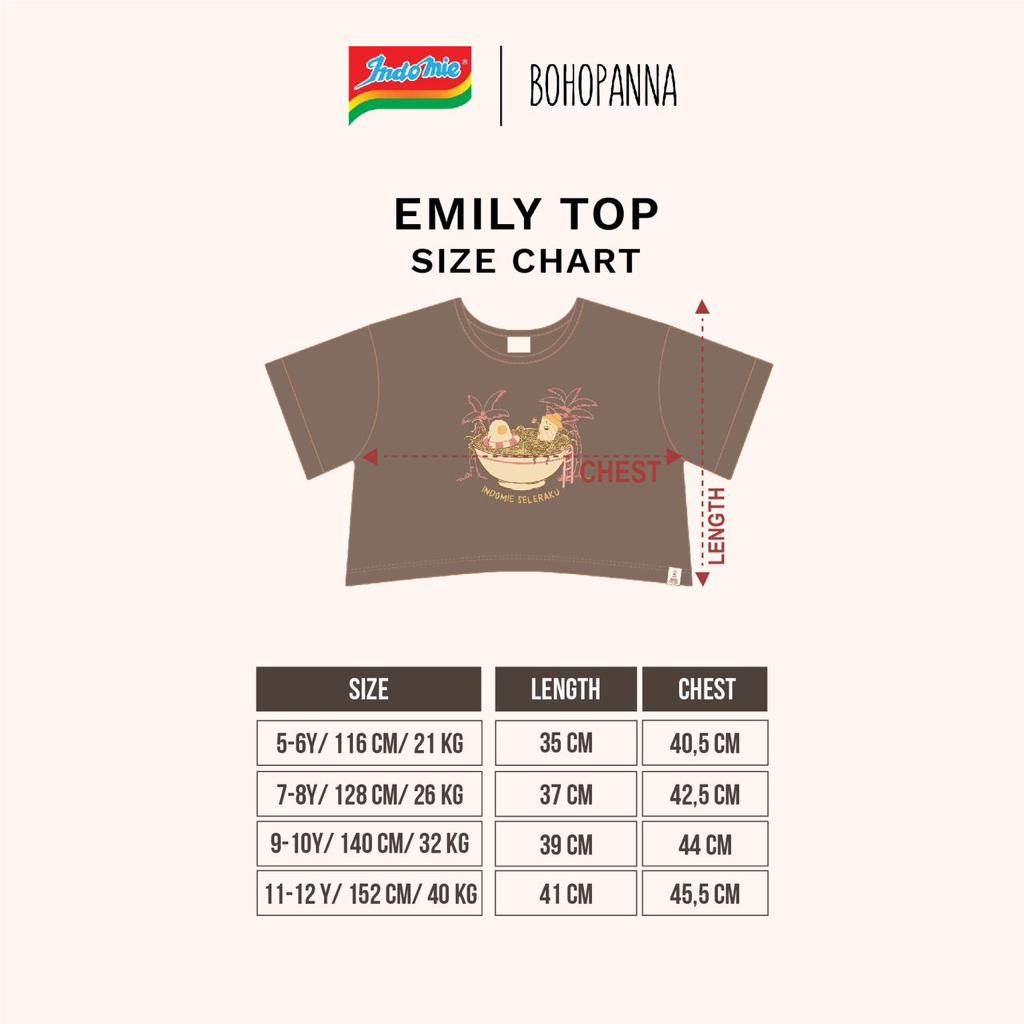 Bohopanna X Indomie 5-12 Tahun Crop Emily Top / Emily Skirt Anak Perempuan CBKS