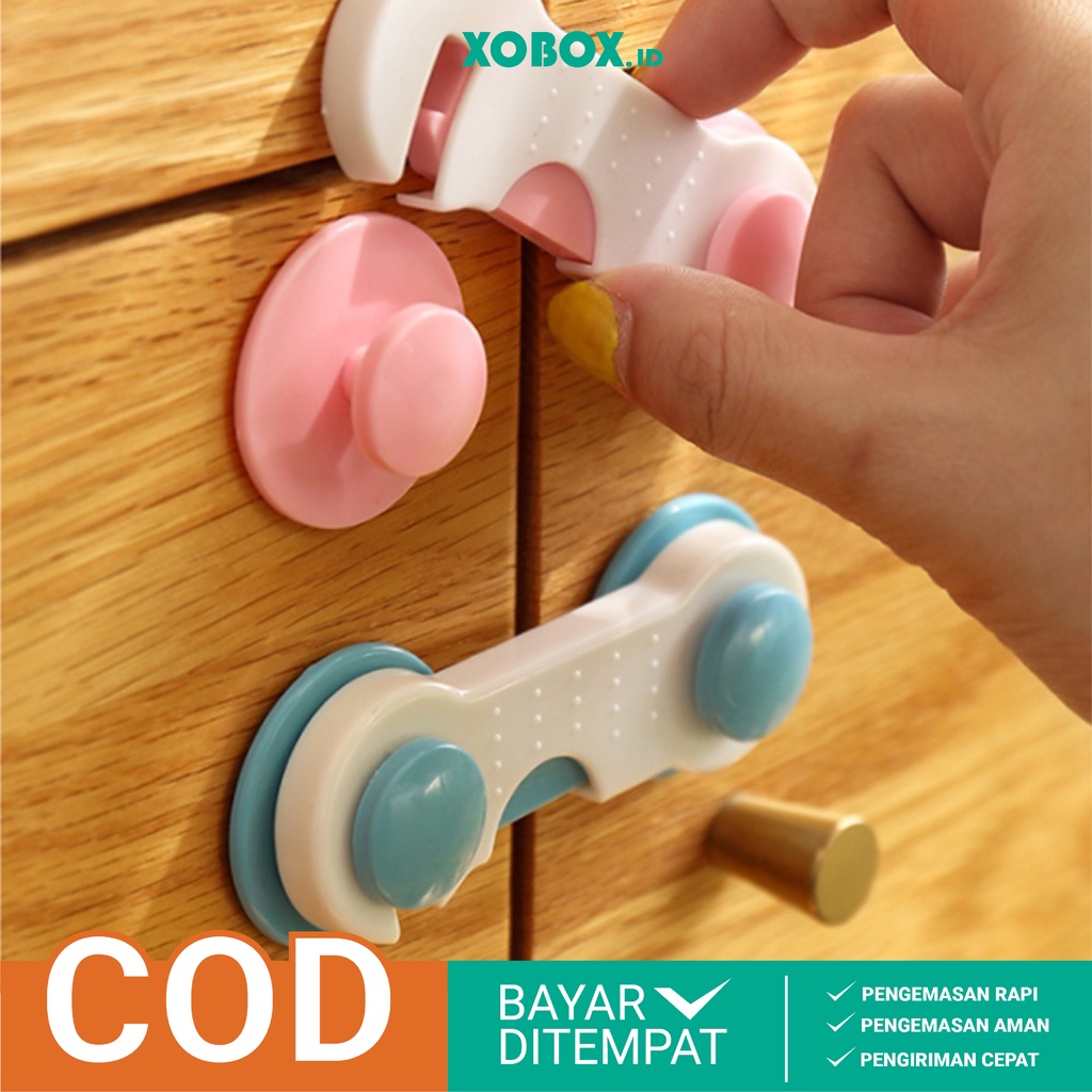 Pengaman Laci Lemari Safe Lock Pengait Pintu Penahan Kulkas Pengunci Furniture Pelindung Bayi Baby Safety Lock HM016 - XOBOX