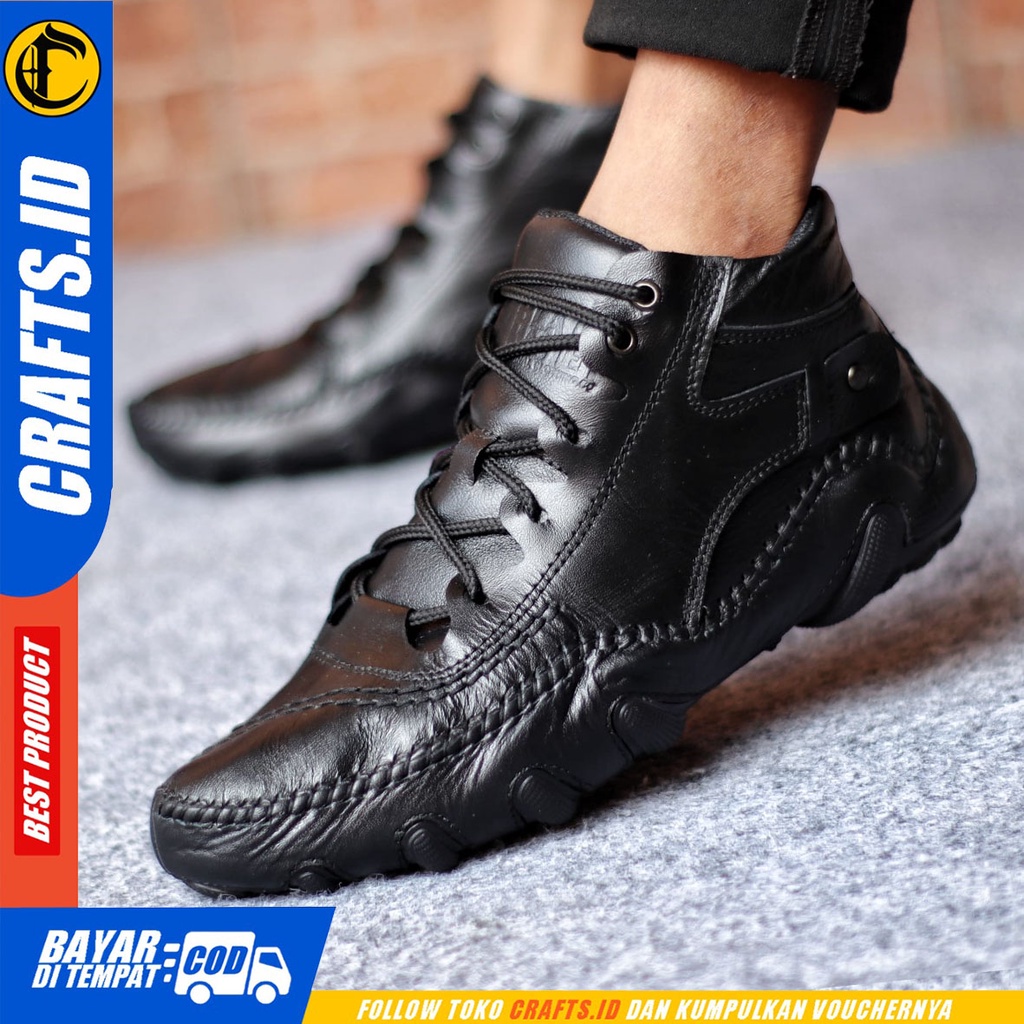 Sepatu Formal Pria Sepatu Casual Pria Sepatu Pantofel Kerja Kulit Asli Tali  Kantor Kuliah Kondangan Sepatu Hitam Pria CRAFTS STAMA