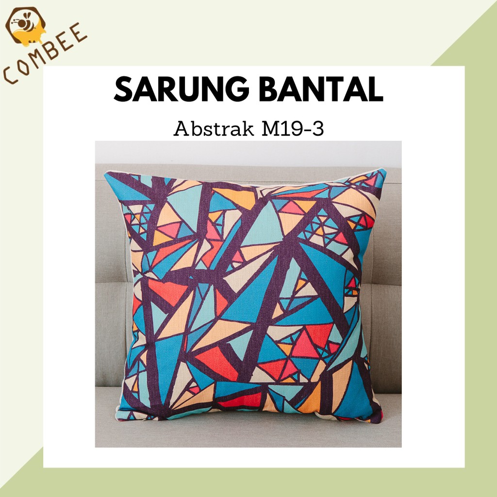 Pillow Case / Sarung Bantal / Sarung Tutup Bantal Sofa Kain Cotton Linen Abstrak M19