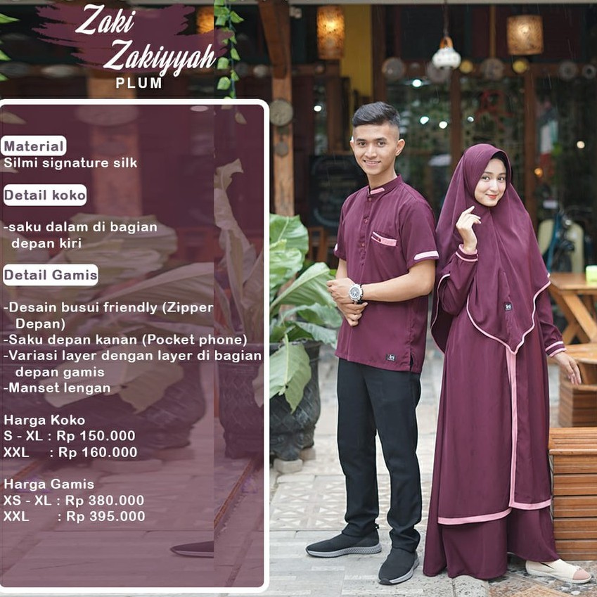 Gamis Couple Elegant Plum + Khimar