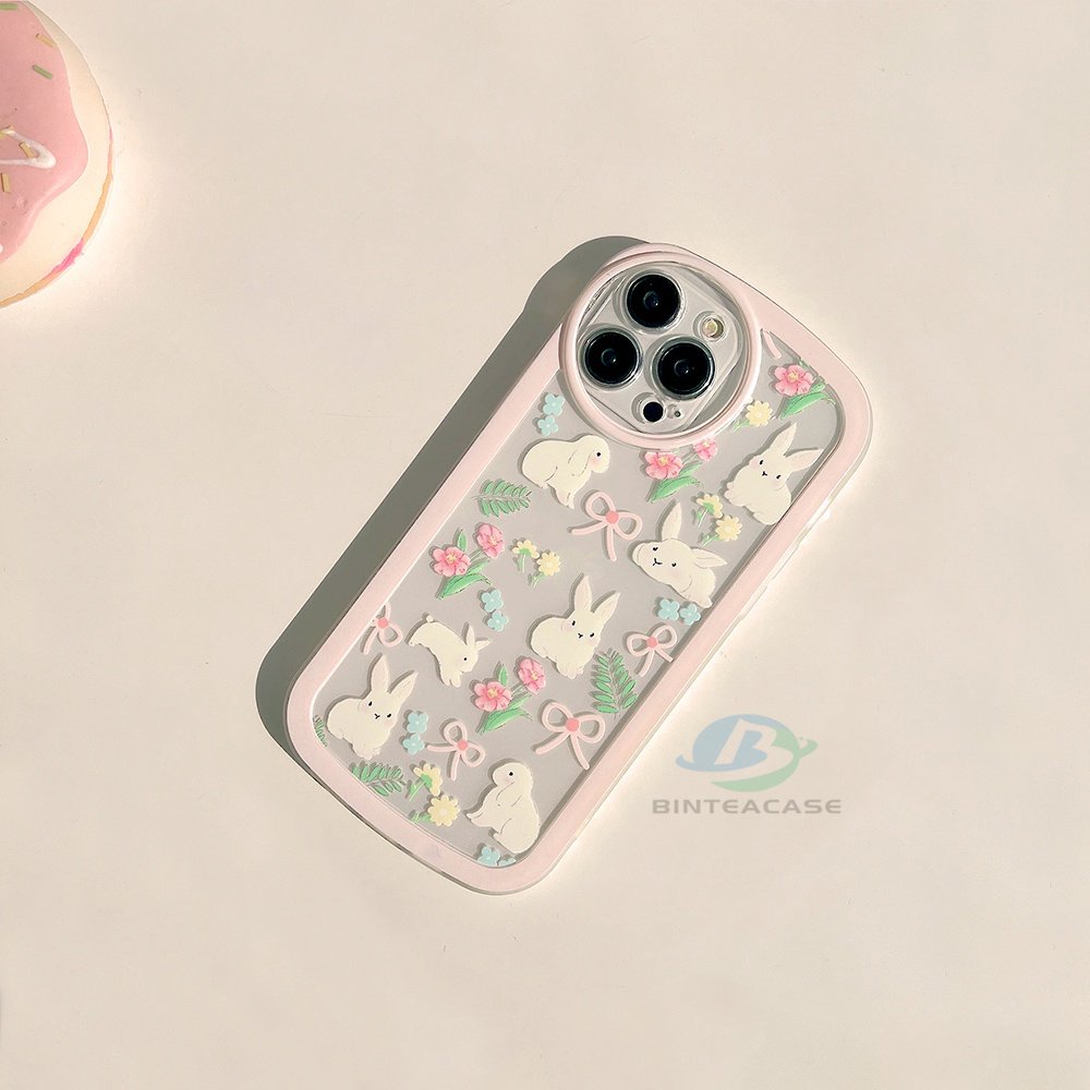 Casing TPU iPhone 14 14 Pro MAX 11 Pro 11 Pro MAX 12 12 Pro 12 Pro MAX iPhone 13 Pro MAX X XR XS MAX 6 6S 7 8 + Motif Kelinci Pink