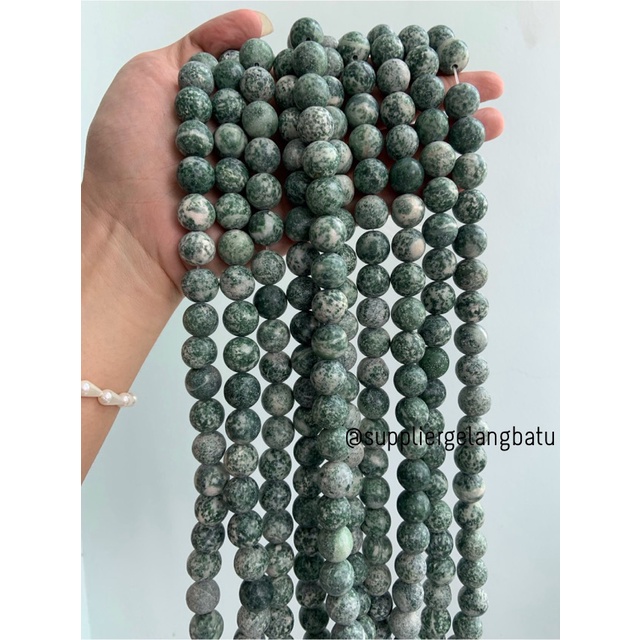 semi stone 14mm white green chrysocolla bahan rangkai aksesoris lucu