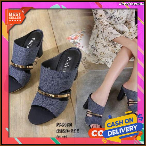 Heels Basic Kekinian Murah 3 Cm Dewasa 5 Cm Kondangan Perempuan Wisuda Pesta High Heels Dd01 Navy - 