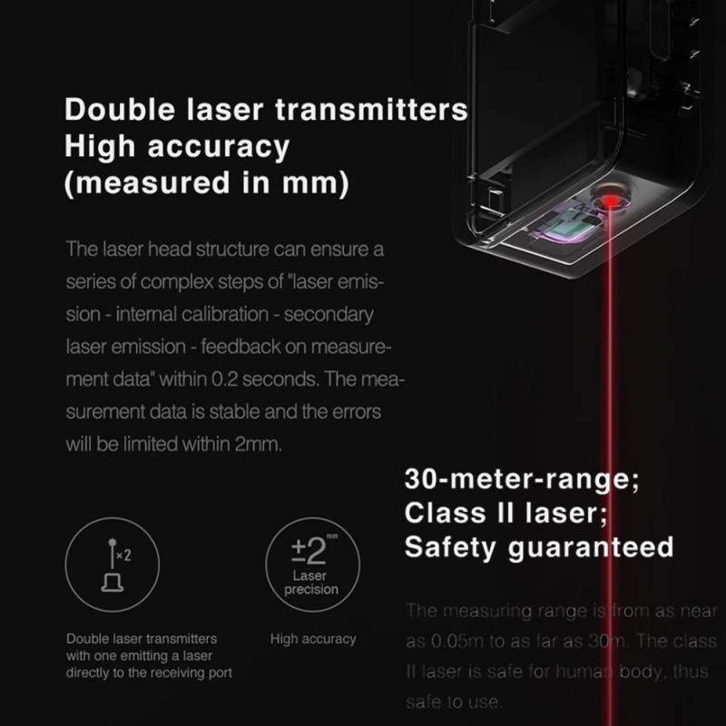 Meteran Digital Laser Pengukur Jarak Bluetooth 30M Rechargeable Xmi