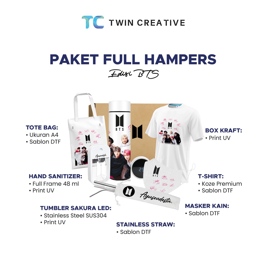 Hampers Custom Merchandise BTS Kpop - Paket Custom Hampers BTS