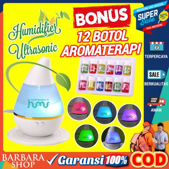 Humidifier Diffuser Double Uap 2000ml Aromaterapi Essential Oil Purifier Pengharum Pelembab Pewangi Ruangan Taffware