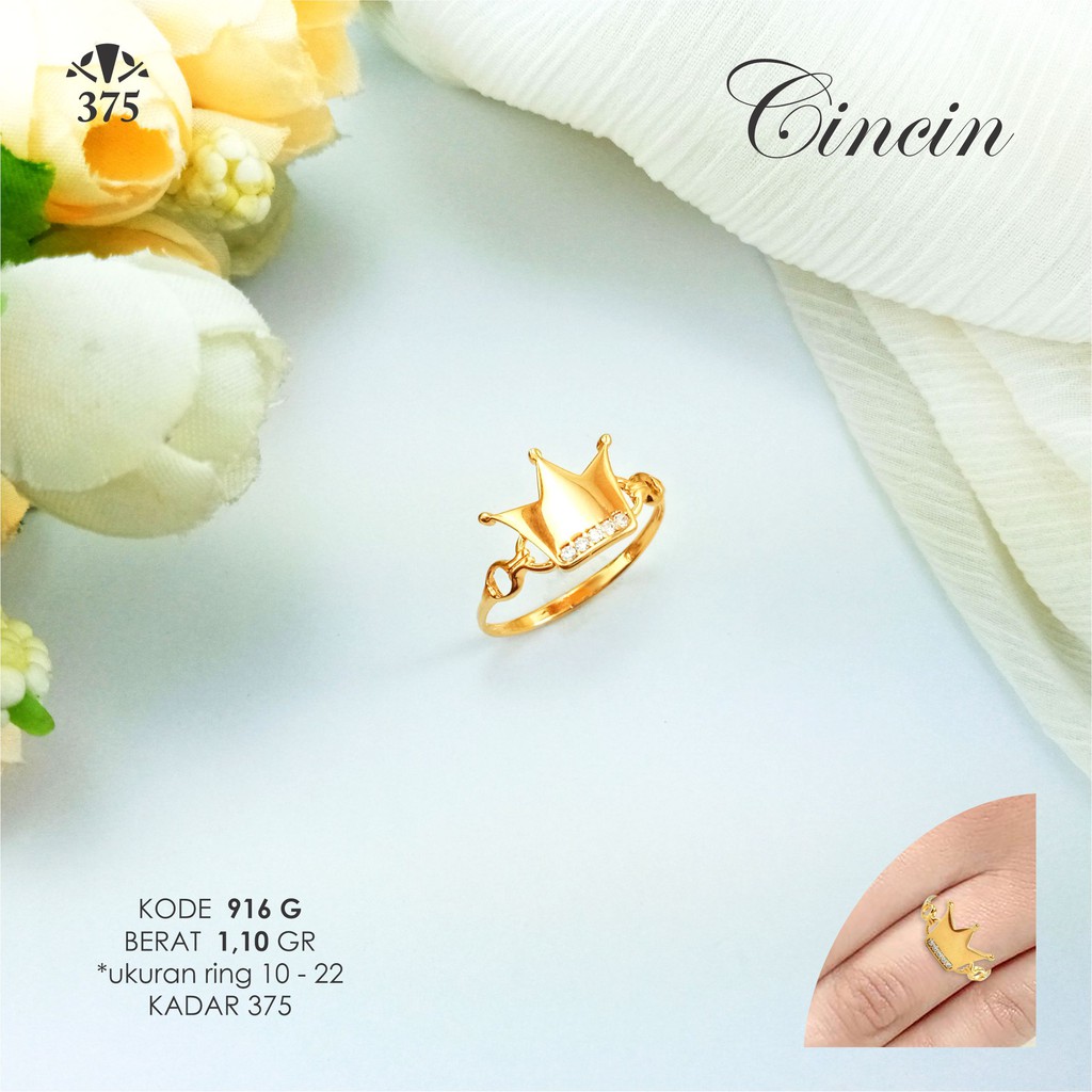 CINCIN EMAS ASLI VARIASI MAHKOTA 916 G KADAR 375
