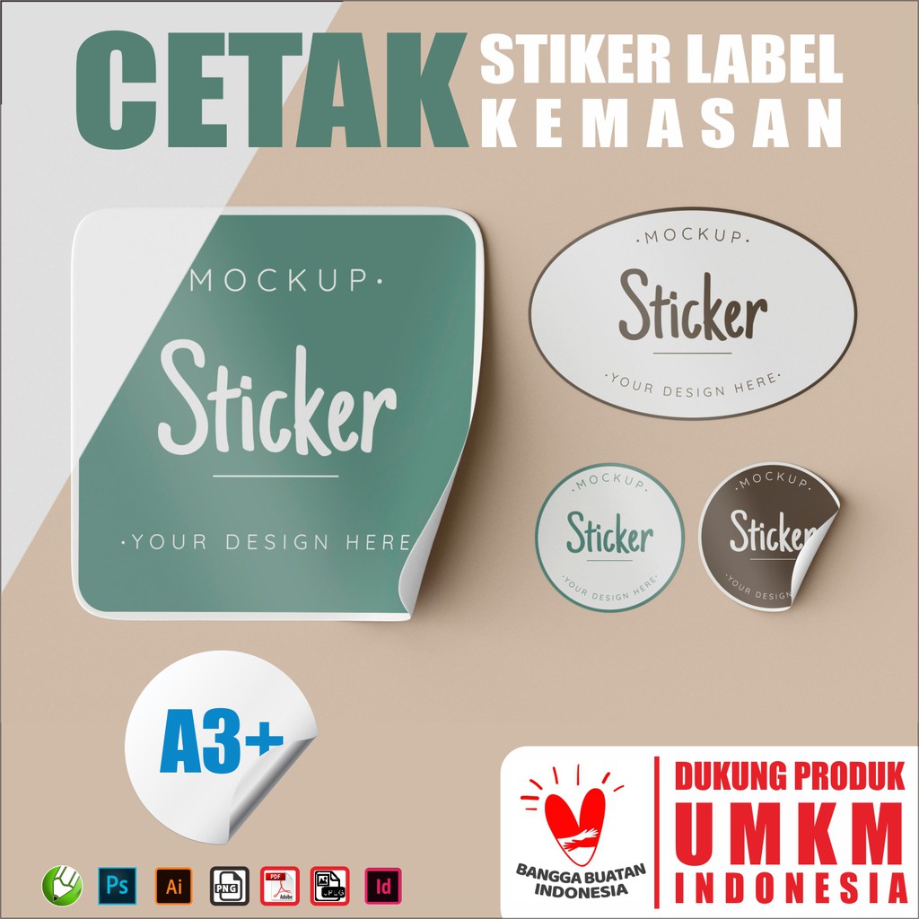 

STIKER LABEL KEMASAN VINYL GLOSY/DOFF A3+ 1 HARI JADI