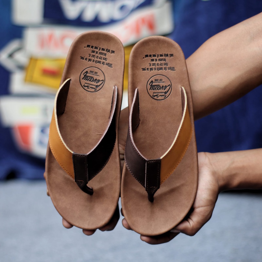 MOLK|Sandal Kulit Pria Hitam Tali Original Distro Trendy Kekinian