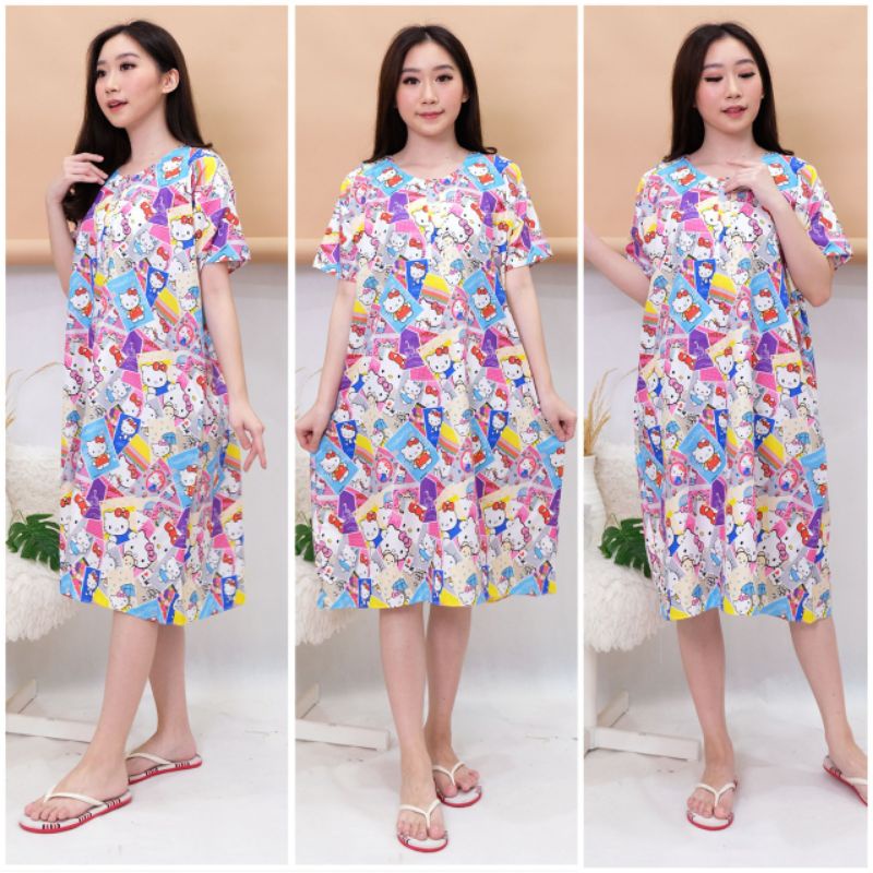 DASTER JUMBO LD 120 KATUN KARAKTER KANCING DEPAN BUSUI BUMIL LENGAN PENDEK GUDANG_DASTER_PEKALONGAN-JB PERCA KITY