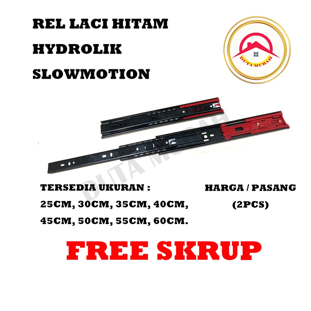 Rel Laci 50 cm Double Full Extension Slow Motion SM BM Soft Close 4.5 cm (1 SET) , FREE SKRUP