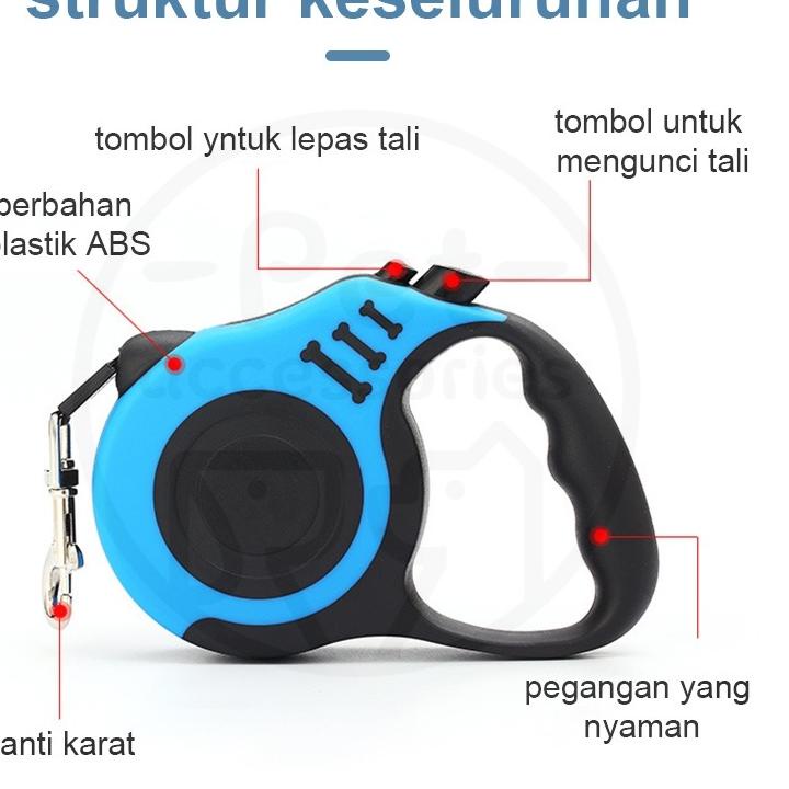 ➩ tali hewan peliharaan otomatis dan fleksibel bisa panjang dan pendek dengan panjang maksimal 3 met