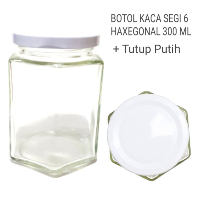 BOTOL KACA HAXEGONAL 300ML  + TUTUP GOLD  // BOTOL KACA HEXAGONAL SEGI ENAM BESAR 300 ML / hexagonal 195 ml / Y1