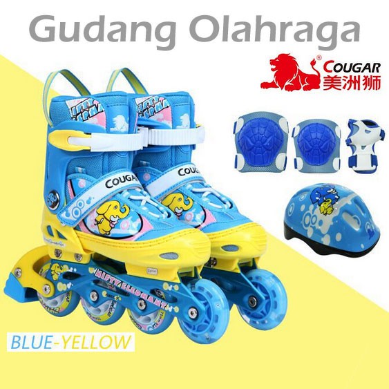 Sepatu Roda COUGAR COMBO SET Inline Skate MZS737 Blue Yellow