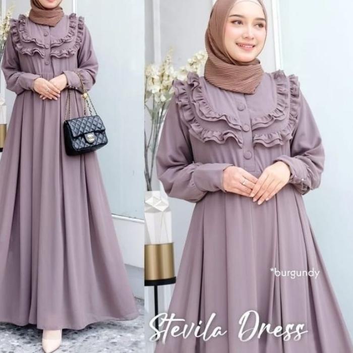 MALL Gamis Wanita Terbaru 2022 Dress Muslim Gamis Ceruty Babydoll Jumbo Dress Muslim Gamis Stevilla 
