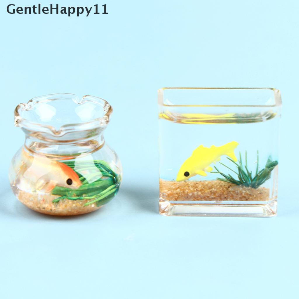 Gentlehappy Rumah Boneka Miniatur Kaca Fish Tank Bowl Aquarium Rumah Boneka Mainan Ornamen Rumah