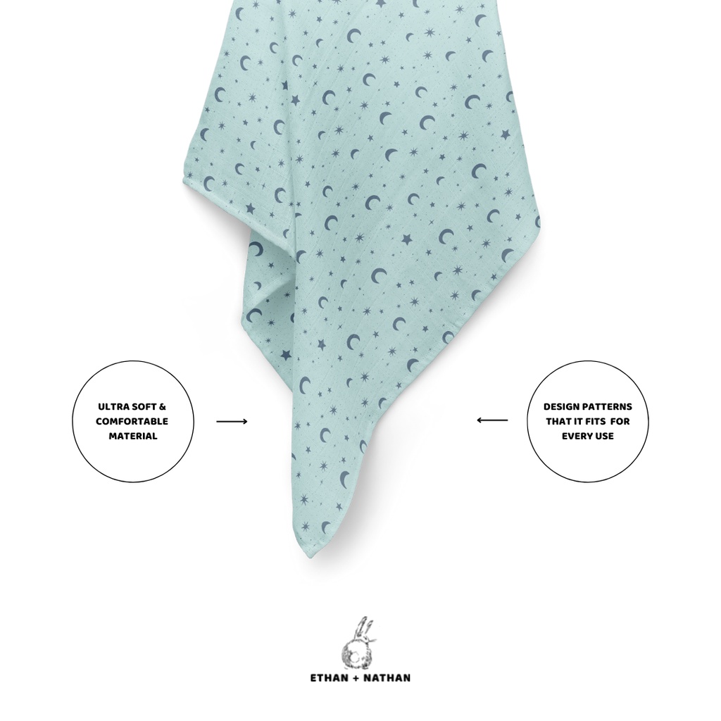 Ethan + Nathan Baby Swaddle Blanket / Bedong Bayi Signature Collection - Sky