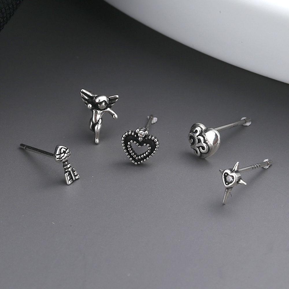 Perhiasan Anting Tusuk Salib LILY Heart Angel Goth Aesthetic