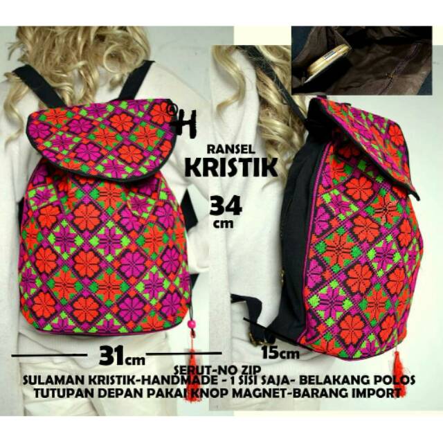 Tas Ransel Bordir Model Serut Import Kode Kristik