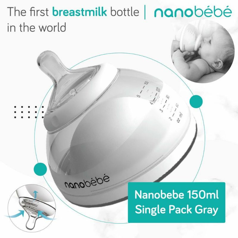 Nanobebe single pack gray - botol susu bayi | breastmilk bottle