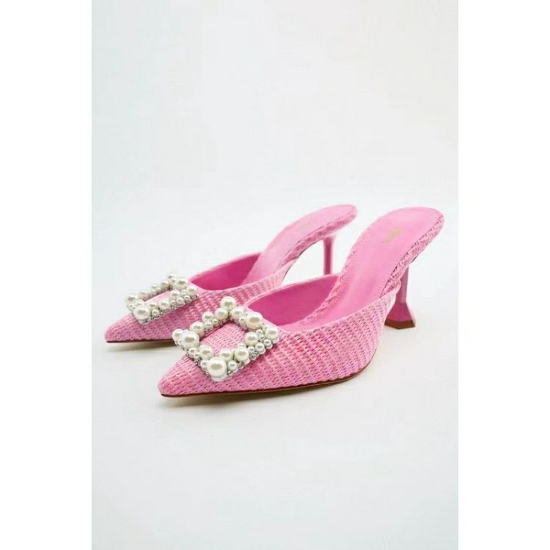 zra sepatu heels wanita warna pink