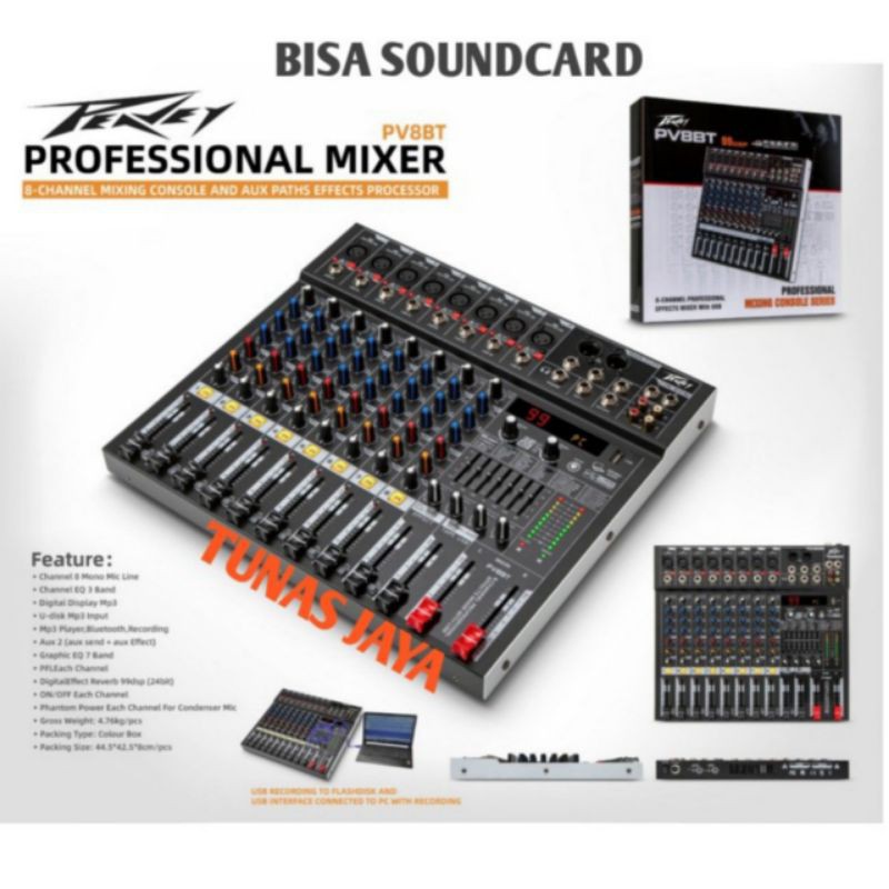 MIXER PEAVEY PV8BT MIXER PEAVEY 8 CHANNEL PV8BT MIXER PEAVEY PV8 BT MIXER PEAVEY  PV 8 BT