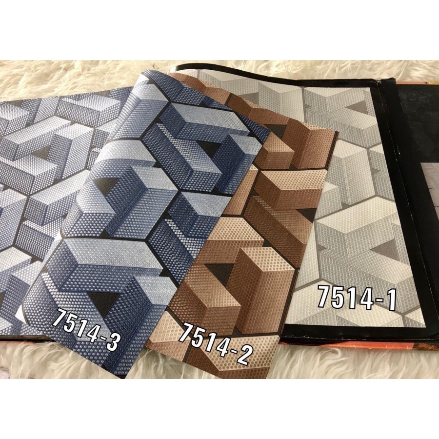 WALLPAPER DINDING MOTIF KOTAK BALOK ABSTRAK 3D KOREA MS