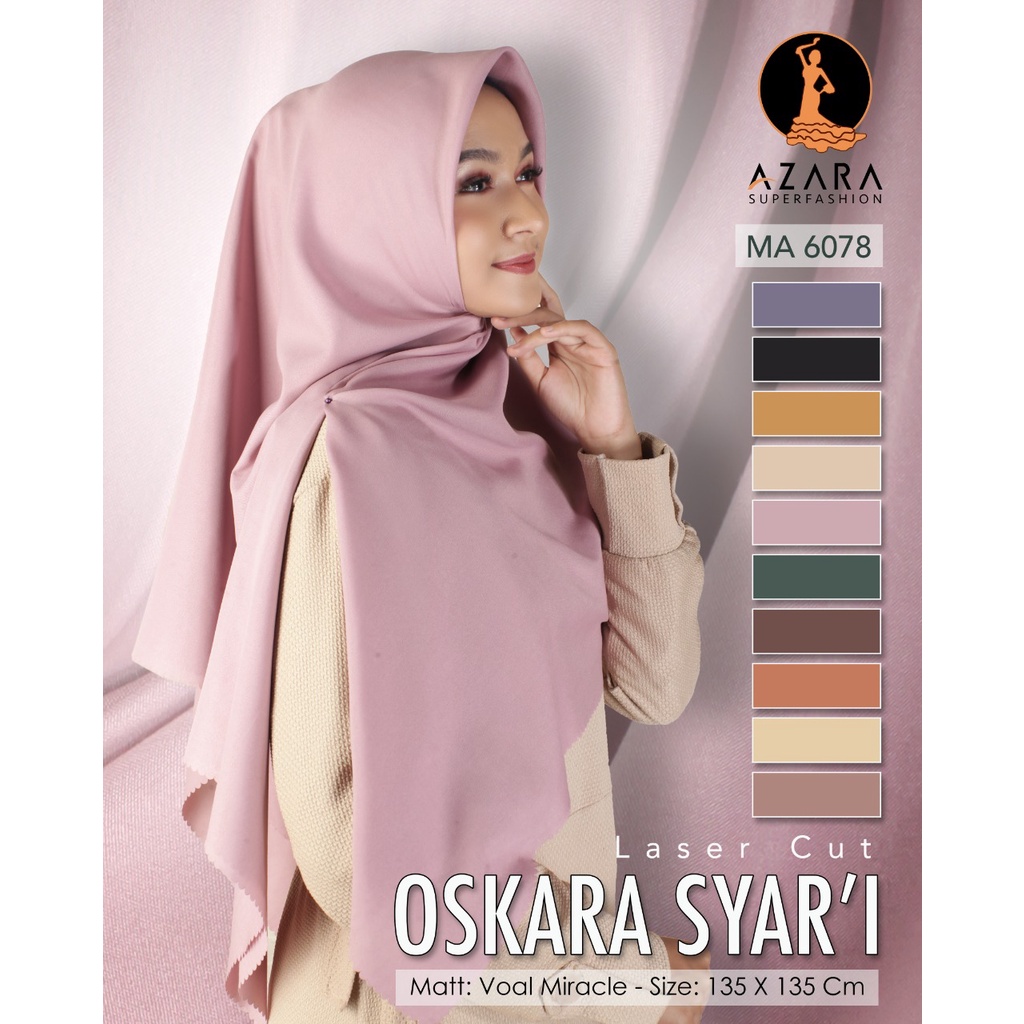 PAKET HEMAT ISI 3 PCS OSKARA SYAR'I LC AZARA, UKURAN 130X130 CM, BARANG IMPORT HIJAB SEGI EMPAT POLOS SYAR'I, KERUDUNG POLOS UKURAN JUMBO