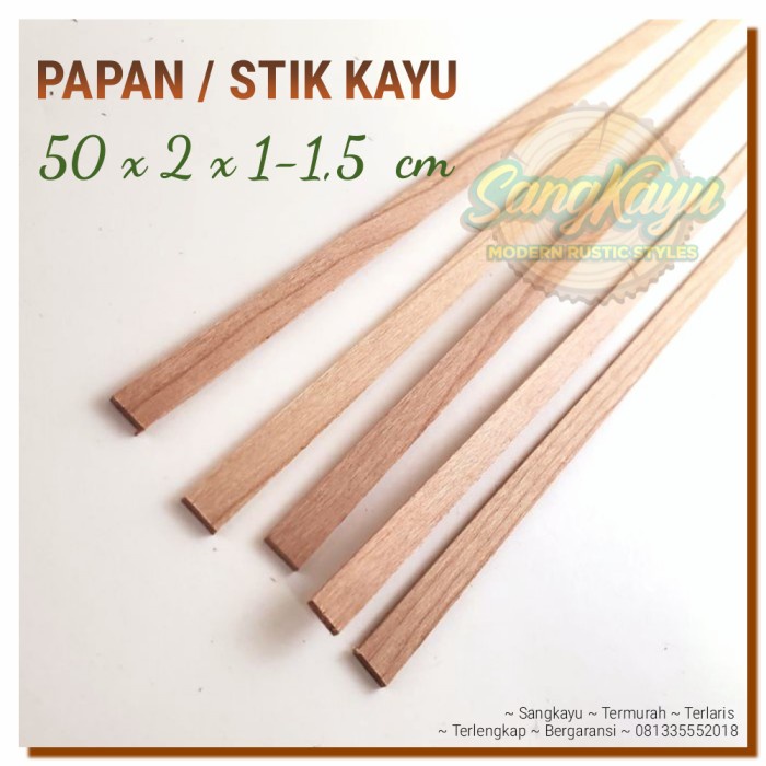 Termurah Stik kayu papan kayu kecil 50x2 cm wooden stick craft bsf