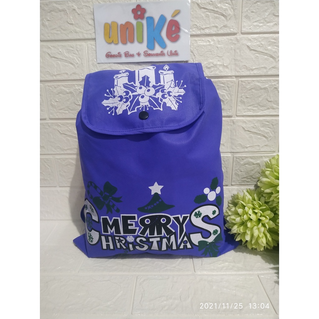 

Custom WARNA UNGU Tas Ransel Kancing Natal Goodie Bag Bingkisan Parcel Christmas Anak
