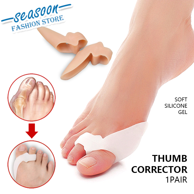 1 Pasang Silicone Gel Thumb Corrector Bunion Pelindung Kaki Kecil Pemisah Hallux Valgus