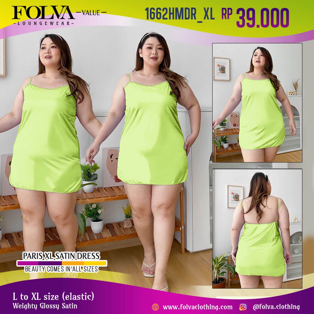 FOLVA Baju tidur wanita dress tanktop satin big size jumbo XL