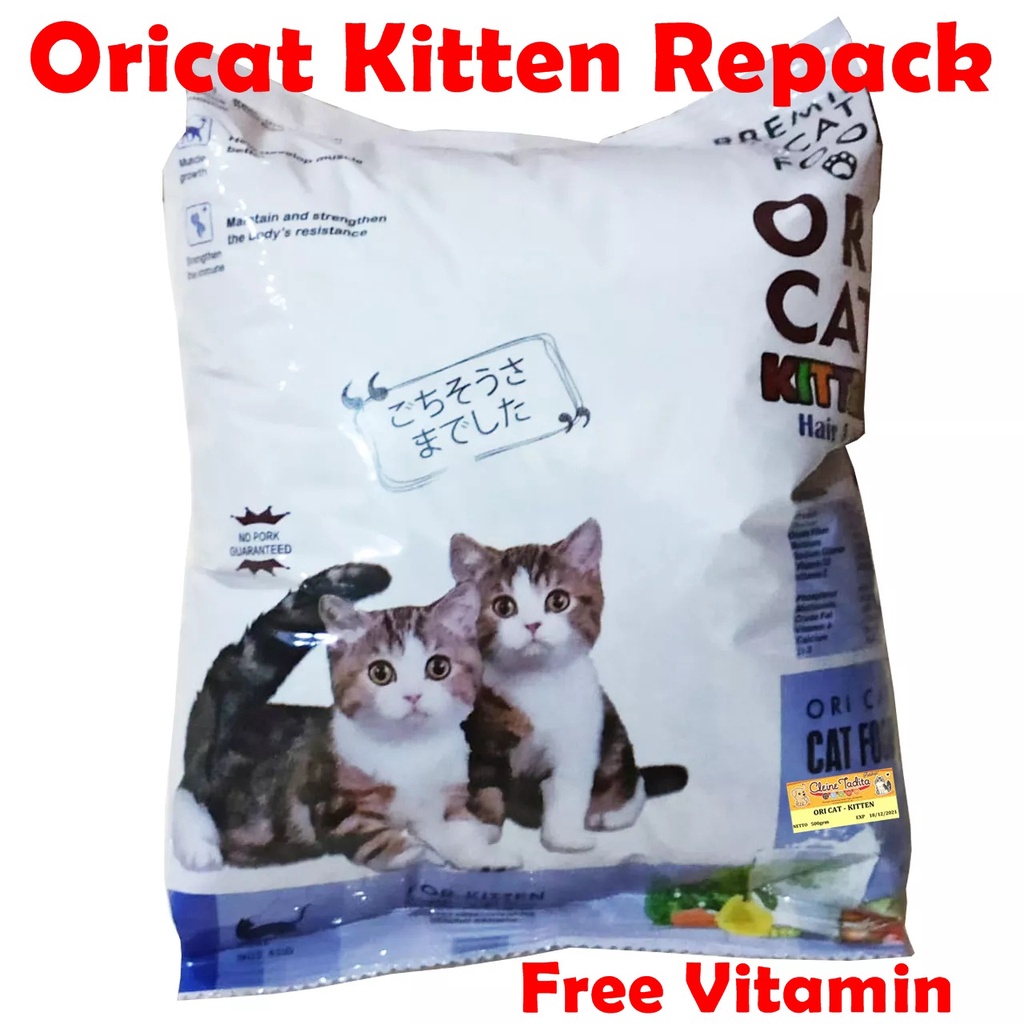 Makanan Kucing Ori Cat Kitten 1kg Free Vitamin Dry Food Pakan Kering Pelet