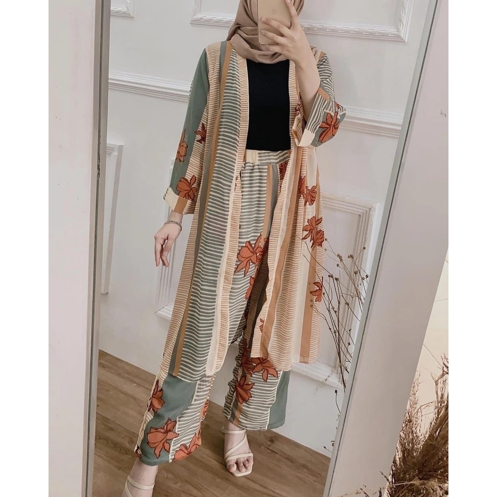 MANDA ONE SET WANITA / SETELAN RAYON DAILY ONE SET BAJU SETELAN PAJIMAS WANITA KEKINIAN-BAMBO OUTHER C