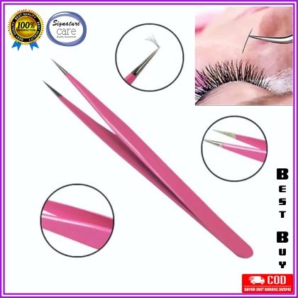 Pinset Bulumata Eyelash Extension Bulu Mata PINK Bengkok Serbaguna