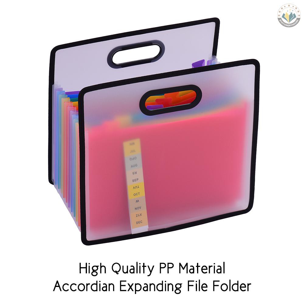 Ready Stock Accordian Expanding File Folder A4 Paper Filing Cabinet 12 Pockets Rainbow Coloured Portable Receipt Organizer With File Guide And Label Cards For Office School Shopee Indonesia