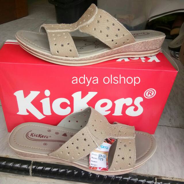 Sandal kulit asli kickers kulit asli slipon sol anti licin