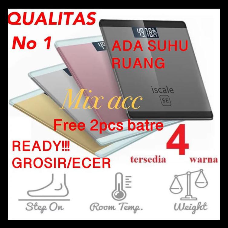 Timbangan Badan Digital Indikator Iscale Se Kaca Elektrik - Grey Terlaris