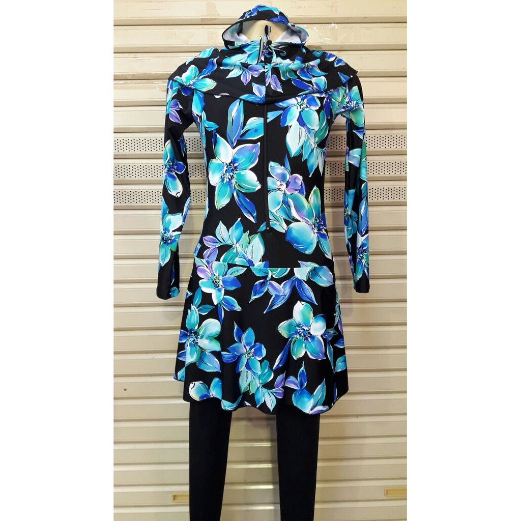 (Baju Renang Wanita) baju renang wanita muslim muslimah dewasa motif bunga w01