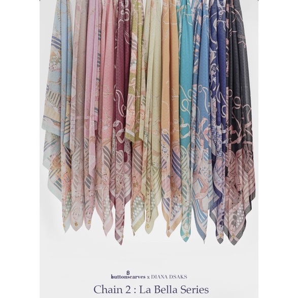 Buttonscarves Chain 2 La Bella Nera Punch Sand Blu Ash Grey