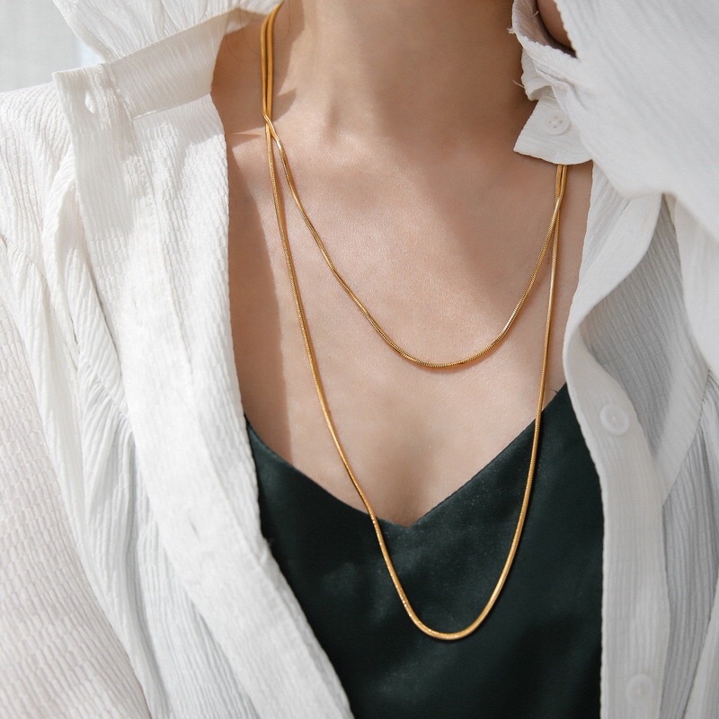 Kalung Titanium Gold Elegan Bisa Untuk Hijab Vintage Fashion Style