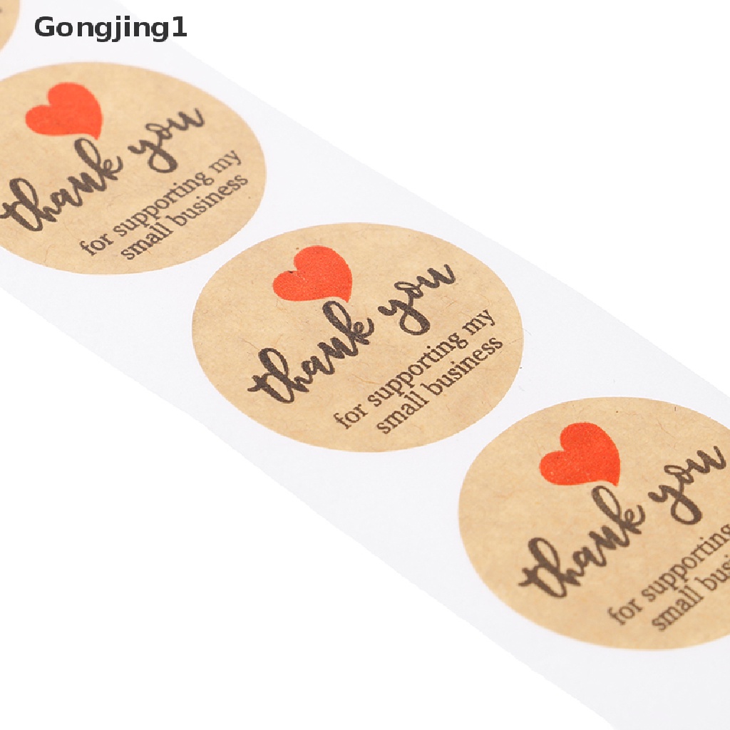 Gongjing1500pcs Stiker Label Bulat Tulisan Thank You Untuk Segel