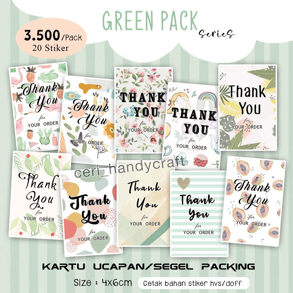 

KARTU UCAPAN/THANK YOU CARD/STIKER SEGEL PACKING bahan stiker hvs/doff isi 20stiker