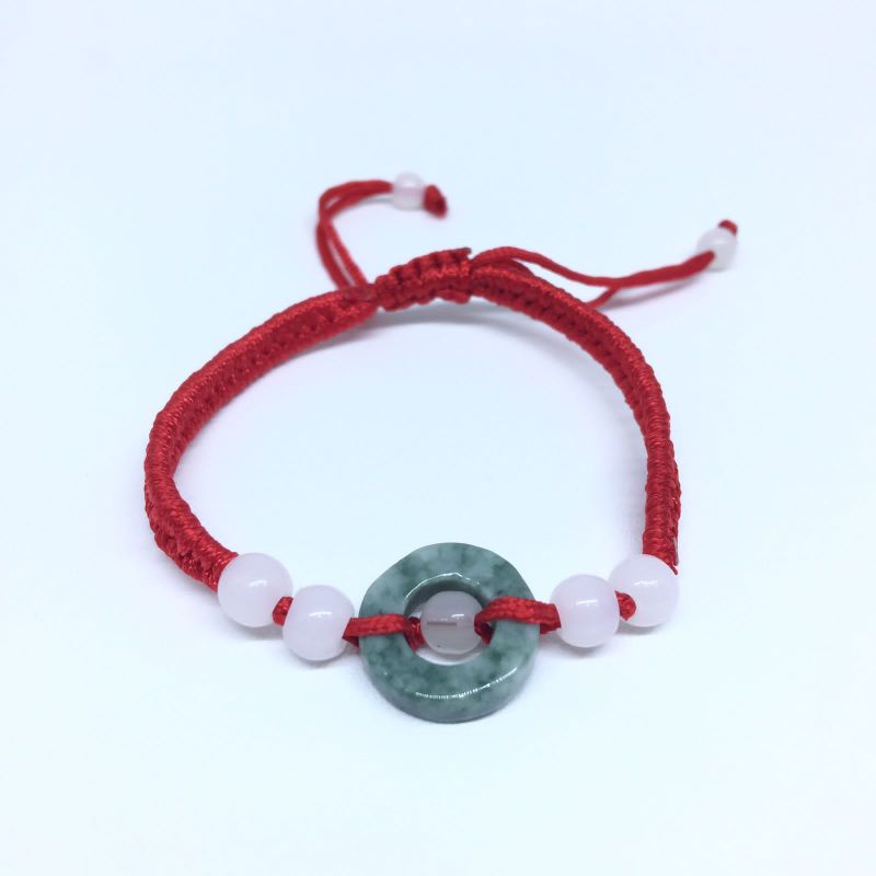 Gelang Tangan Keberuntungan / Gelang Tali Merah Giok / Gelang Feng Shui