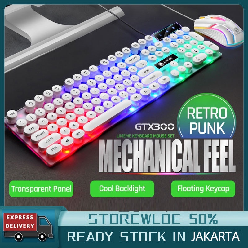 Keyboard Mechanical Komputer Set Gaming Mouse Dan Keyboard USB Cable RGB GTX300